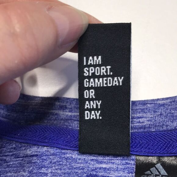 Adidas Spell Out Logo Athletic Top Tee Purple Sz L - Picture 7 of 9